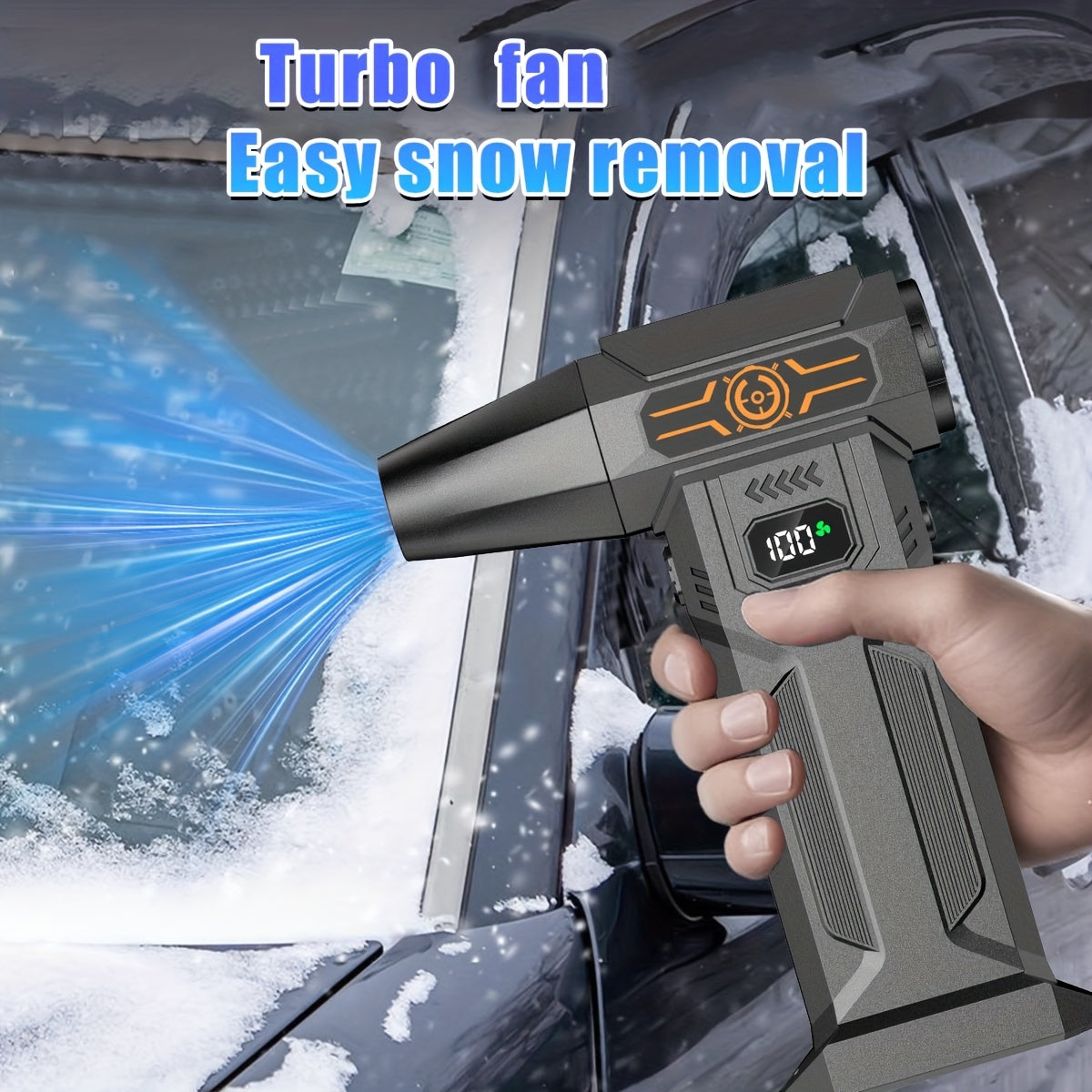 1 Cordless High-Power Turbine Snow Blower Fan for Yard, Lawn, and Gardening/Snow Removal Tool/Snow Blower, Super Turbine Fan, Brushless Motor Turbine Fan, Type-C Rechargeable Battery with Long-Lasting Endurance, Can Be Used for Dusting and BBQ