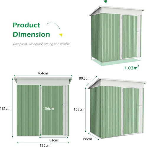Metal Garden Shed with Lockable Door,Waterproof Outdoor Storage Box for Backyard