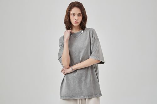 Men's Oversized Cotton T-Shirts Loose Fit Vintage Washed Tee Unisex Short Sleeve Casual Shirts Tops