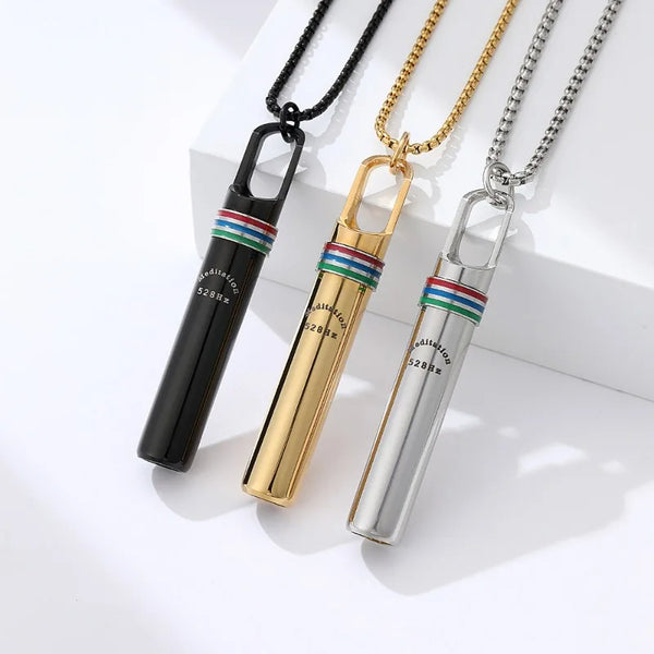 528Hz Low-frequency Whistle Sound Healing Meditation Breathing Decompression Whistles Stainless Steel Mindfulness Pendant