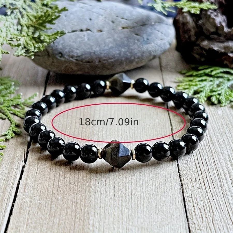 1 Pc Zwarte Toermalijn Obsidiaan Armband Mannen En Vrouwen, De Ideale Keuze Van Geschenk