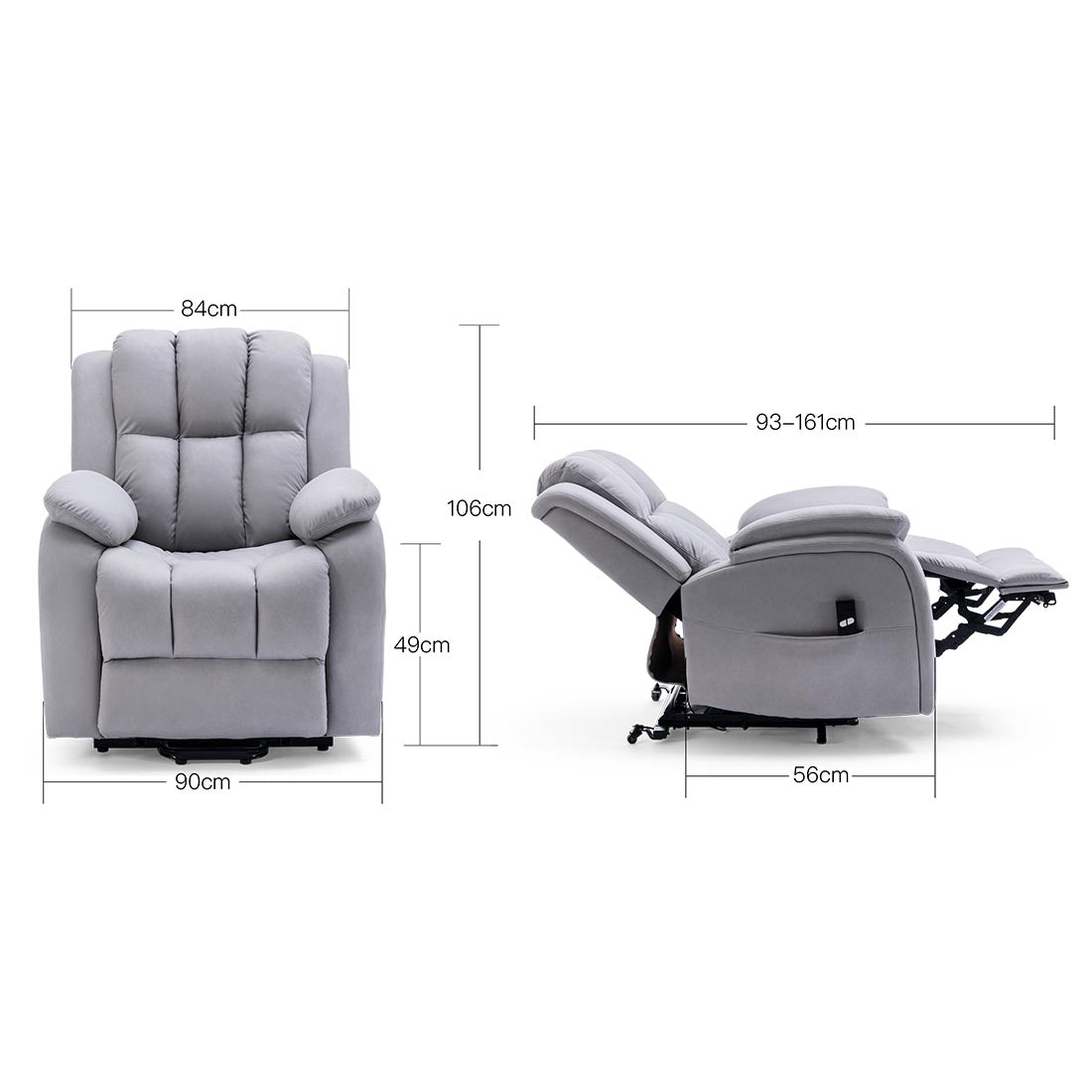 Rise Recliner Chair Single Motor Lift Mobility Chair in Technology Fabric