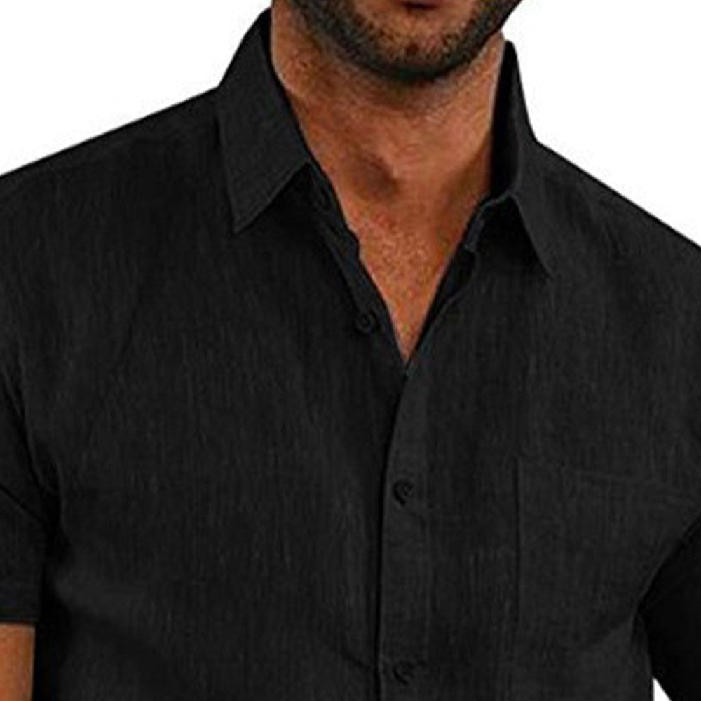 Mens Summer Short Sleeve Polo Shirts Work Casual Loose Button Up T Shirt Tops