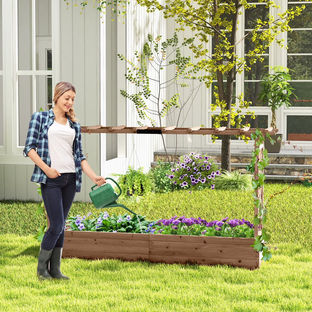Fir Wood Planter Box with Drainage Holes & Bottom Gaps