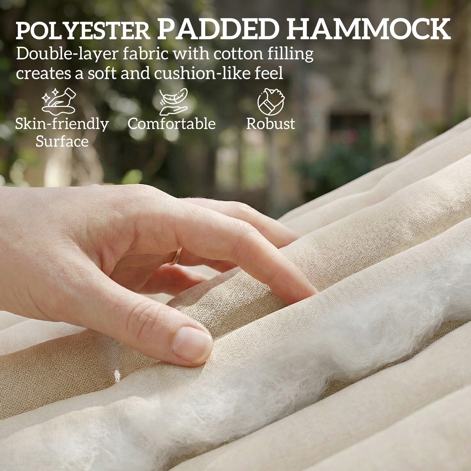 Outsunny Double Hammock 2-Person Padded Swing Bed Cream White