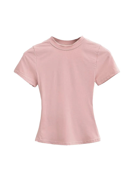 2024 New High Quality Casual T shirt Sexy Slim Short Sleeves Fashion Trend Solid Women Clothing y2k Tops
