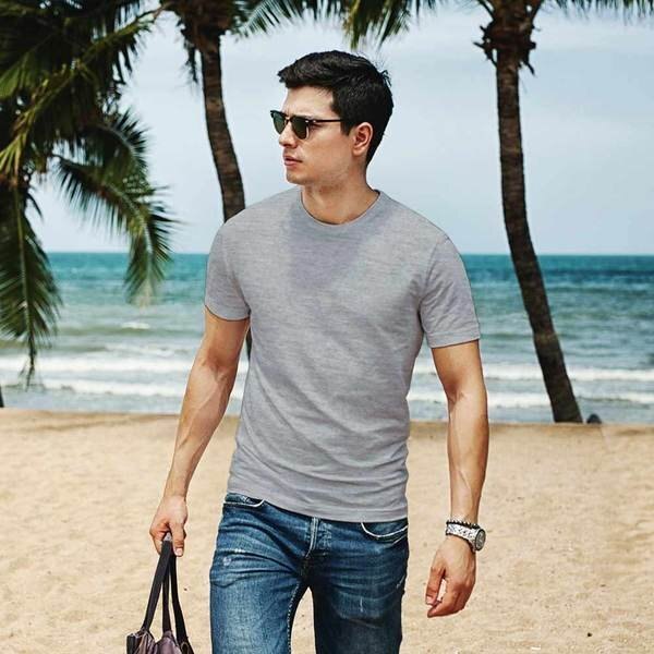 5 PACK Men's T-Shirt Heavy Cotton Plain Short Sleeve Tees 100% Cotton Blank Tees