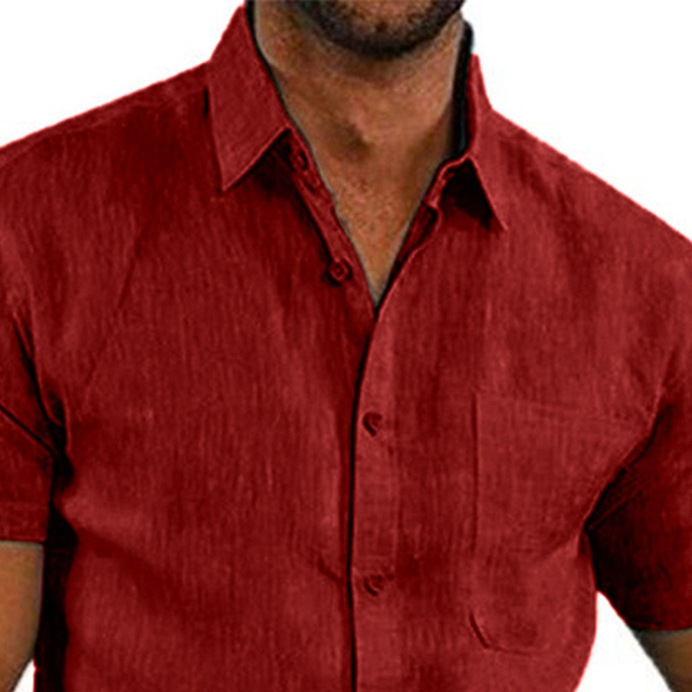Mens Summer Short Sleeve Polo Shirts Work Casual Loose Button Up T Shirt Tops
