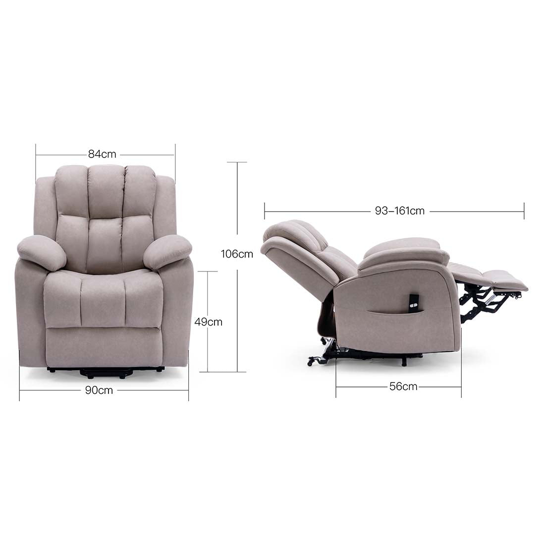 Rise Recliner Chair Single Motor Lift Mobility Chair in Technology Fabric
