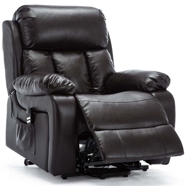 CHESTER DUAL MOTOR RISER ELECTRIC LEATHER RECLINER ARMCHAIR HEATED MASSAGE CHAIR