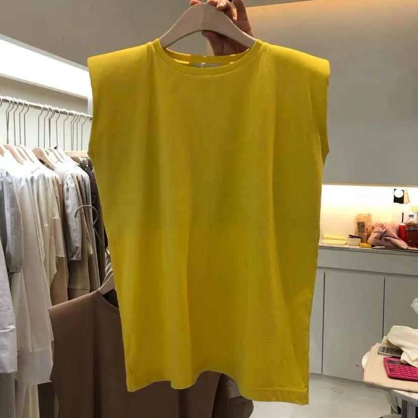 Hot Sell Solid Round Neck Loose Sleeveless T-Shirt for Women'S Summer Tank Top Clothing Korean Women'S Clothing