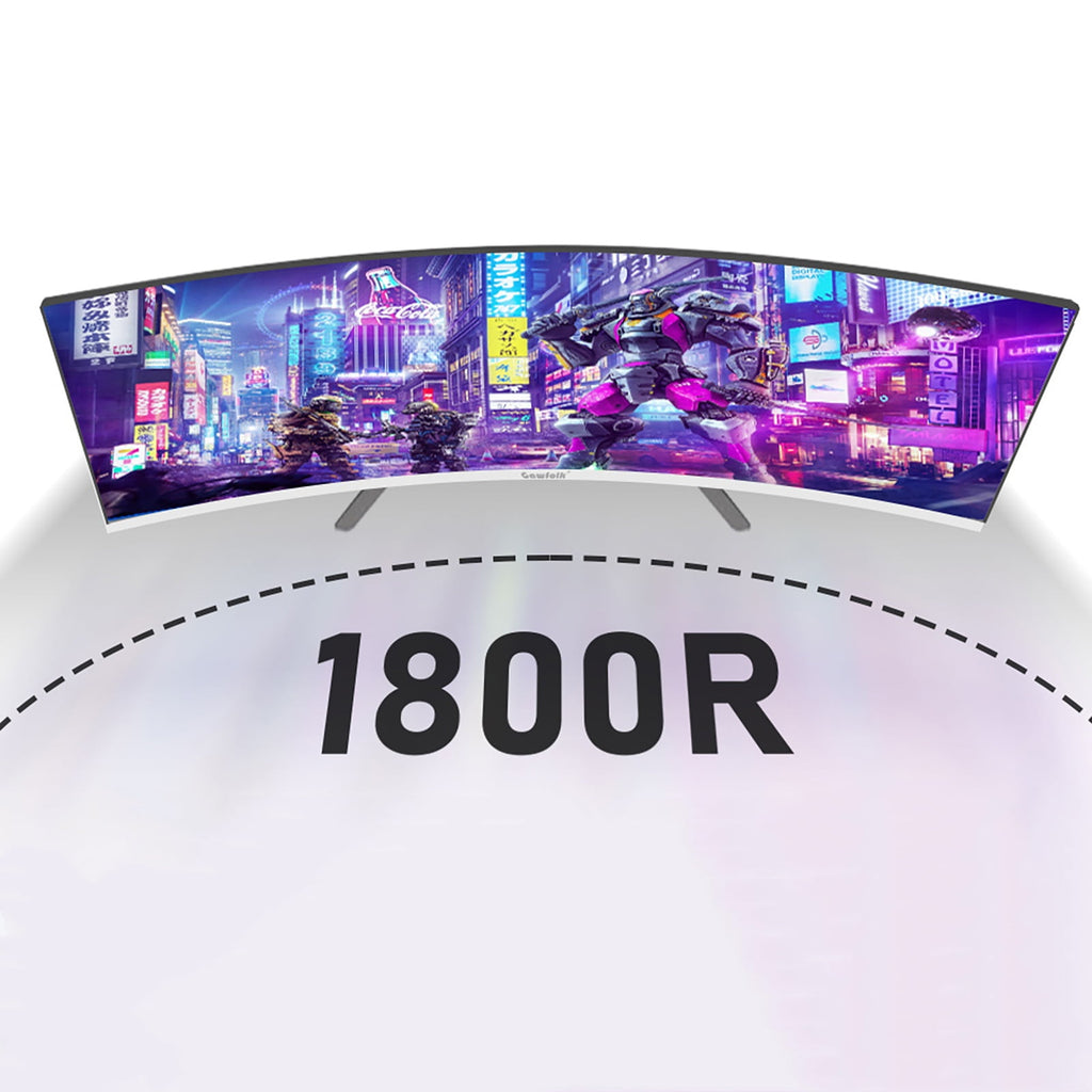 Gawfolk 27 inch Curved Monitor 100hz, PC White Computer Gaming Monitor FHD 1080P, 1800R, Frameless, Built-in Speakers