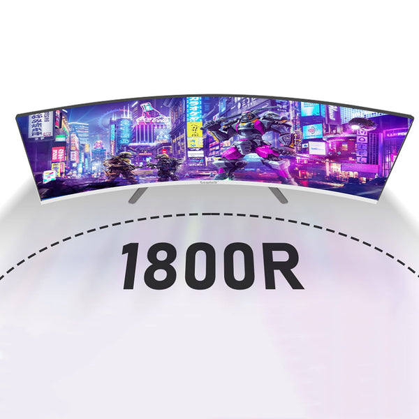 Gawfolk 27 inch Curved Monitor 100hz, PC White Computer Gaming Monitor FHD 1080P, 1800R, Frameless, Built-in Speakers