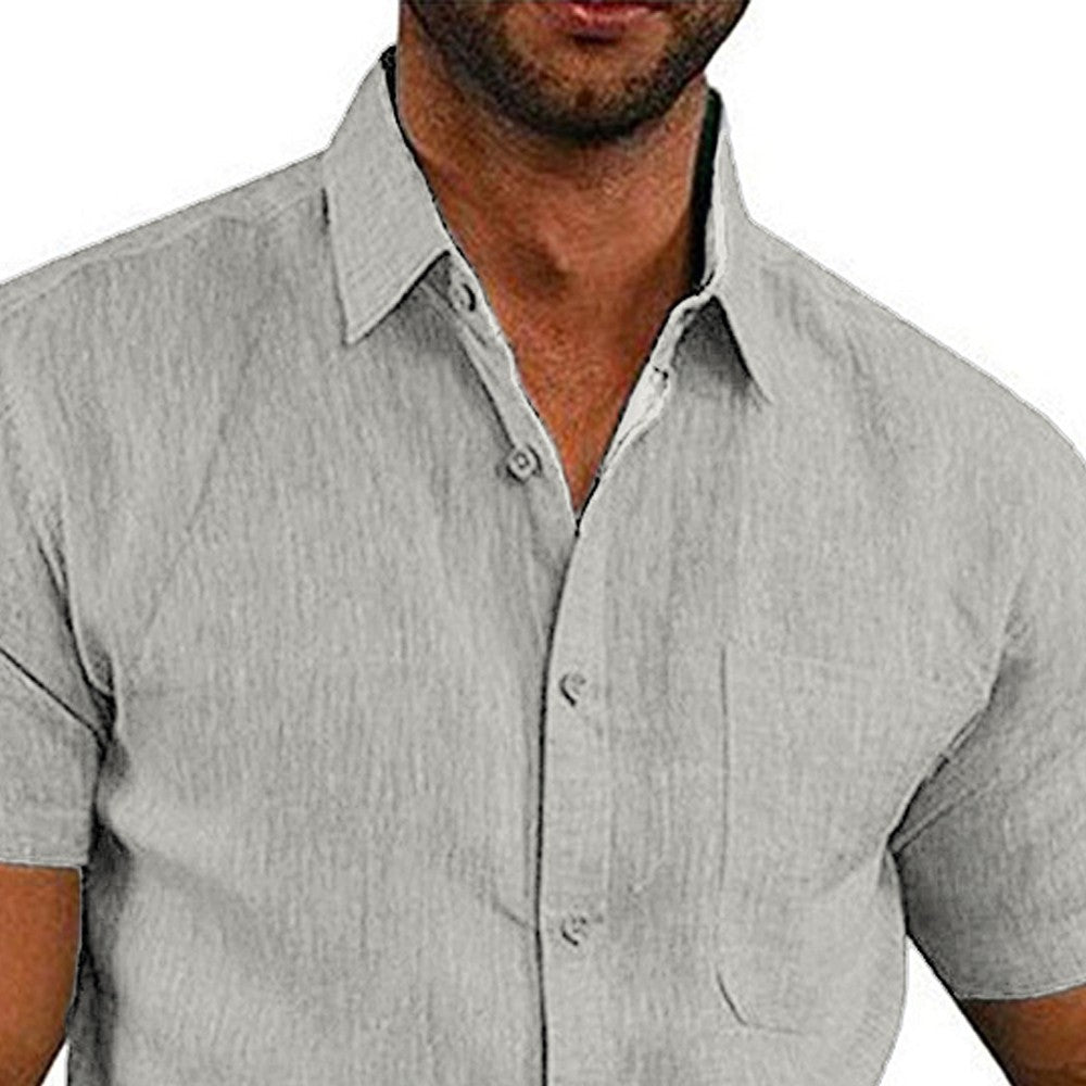 Mens Summer Short Sleeve Polo Shirts Work Casual Loose Button Up T Shirt Tops