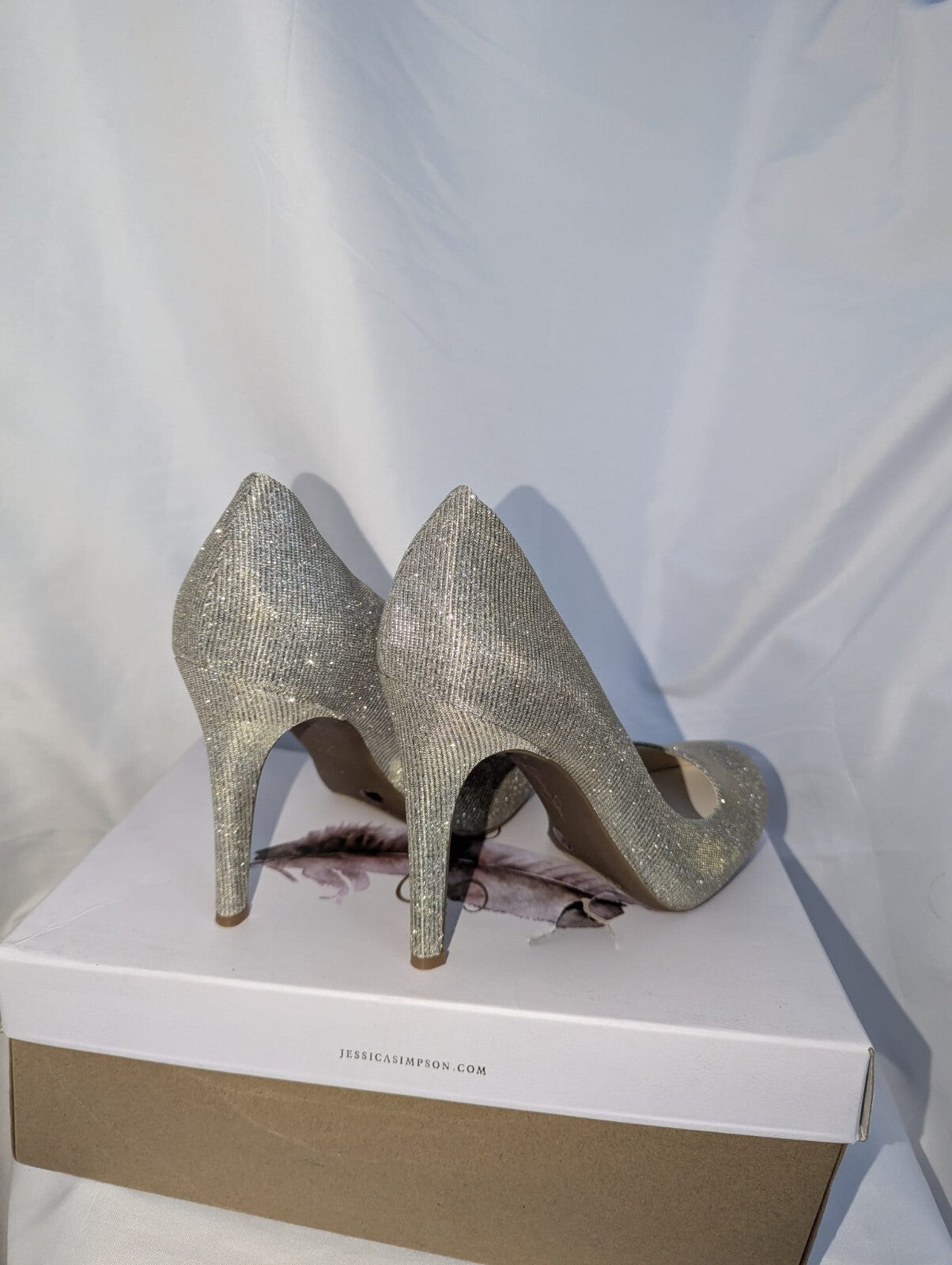 Jessica Simpson Women's Calie Pump Gold Glitter Gabor Heels Shoes Size 6 UK #45