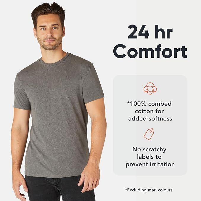 5 PACK Men's T-Shirt Heavy Cotton Plain Short Sleeve Tees 100% Cotton Blank Tees