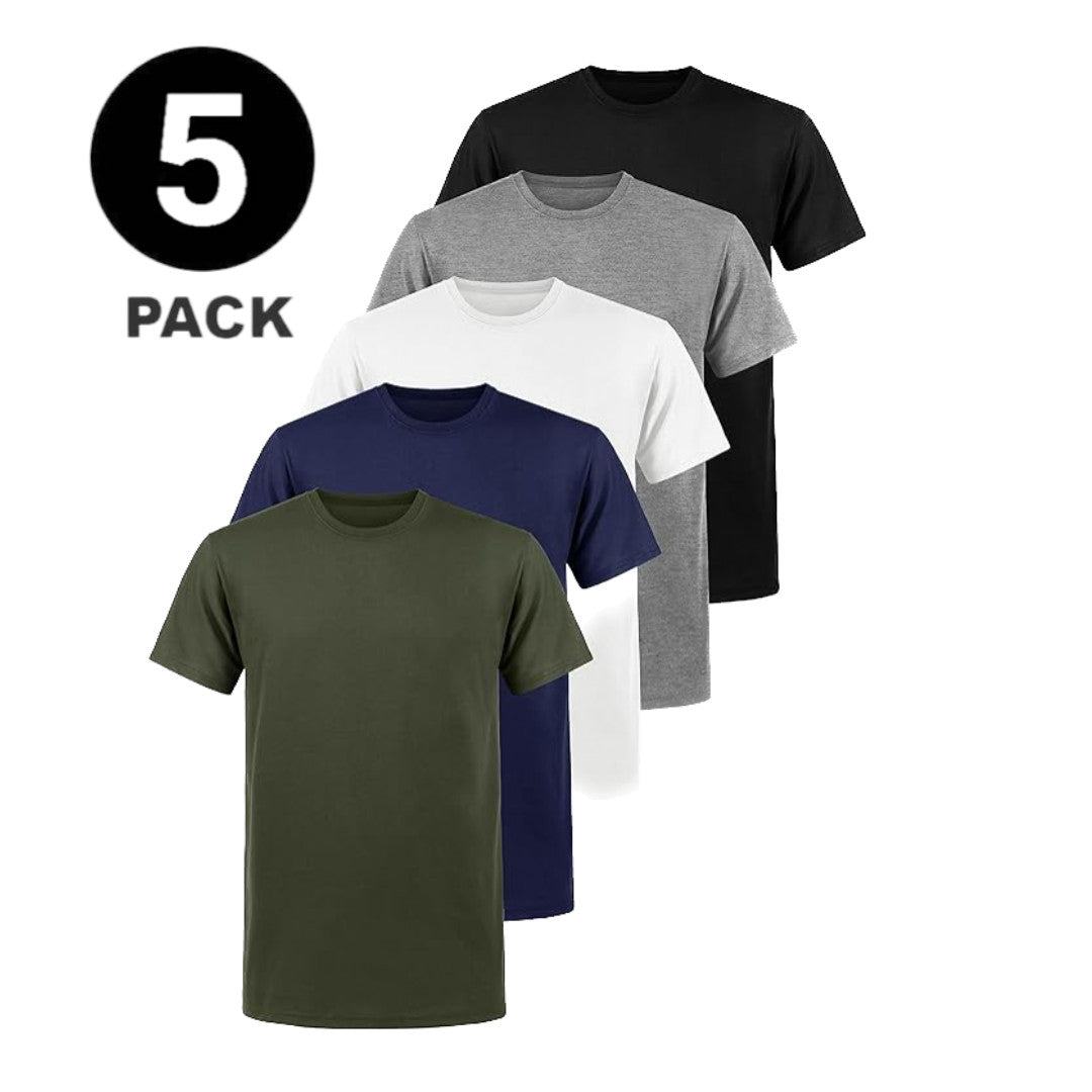 5 PACK Men's T-Shirt Heavy Cotton Plain Short Sleeve Tees 100% Cotton Blank Tees
