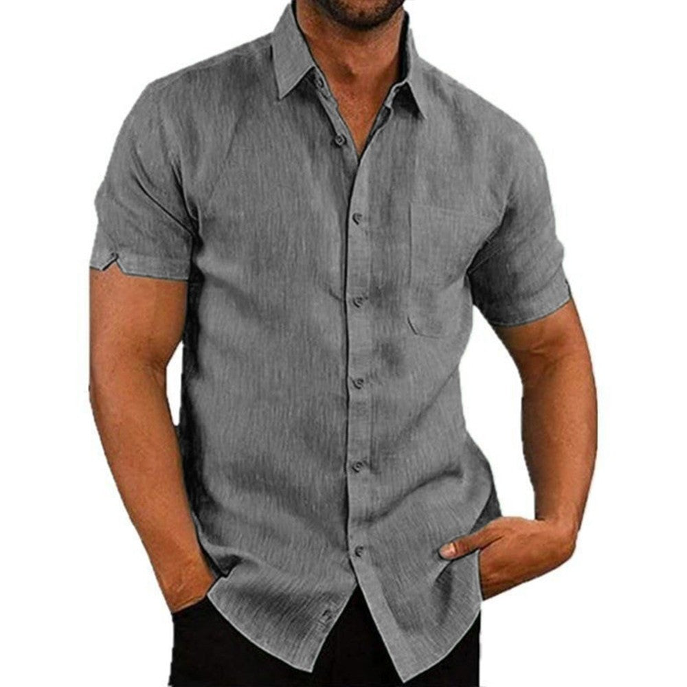 Mens Summer Short Sleeve Polo Shirts Work Casual Loose Button Up T Shirt Tops