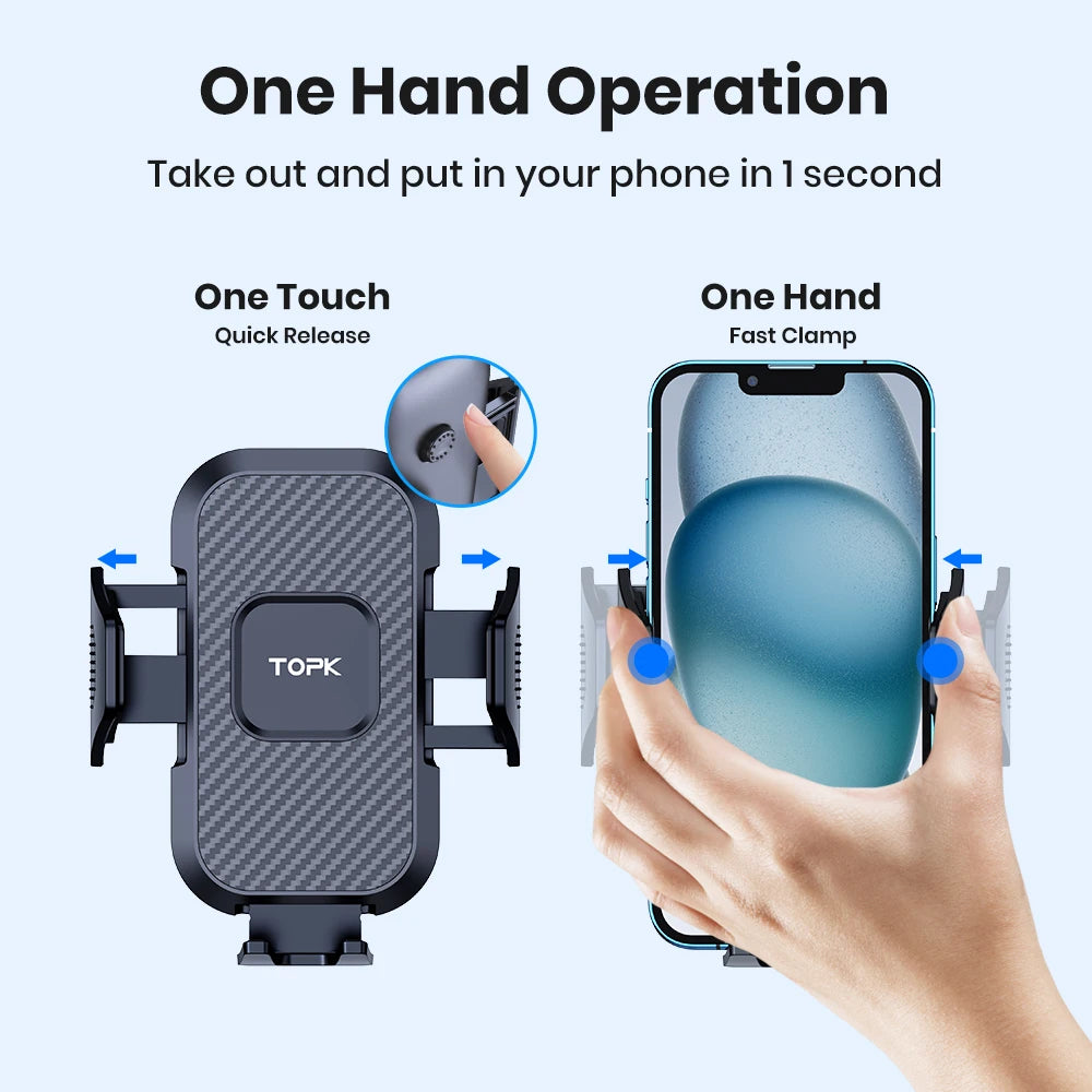 TOPK Car Phone Holder Sucker for Dashboard Windshield Mobile Car Holder Clamp For iPhone Pro Max X Xiaomi Huawei Samsung