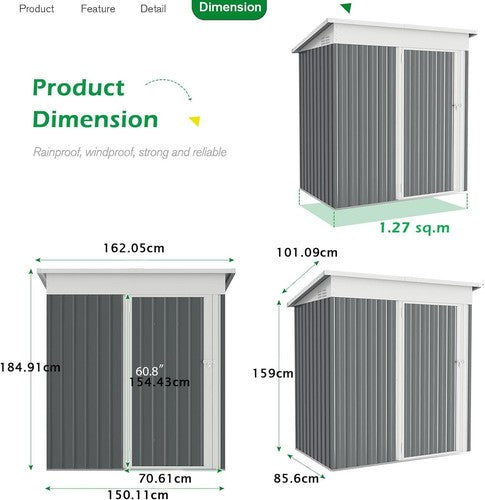 Metal Garden Shed with Lockable Door,Waterproof Outdoor Storage Box for Backyard