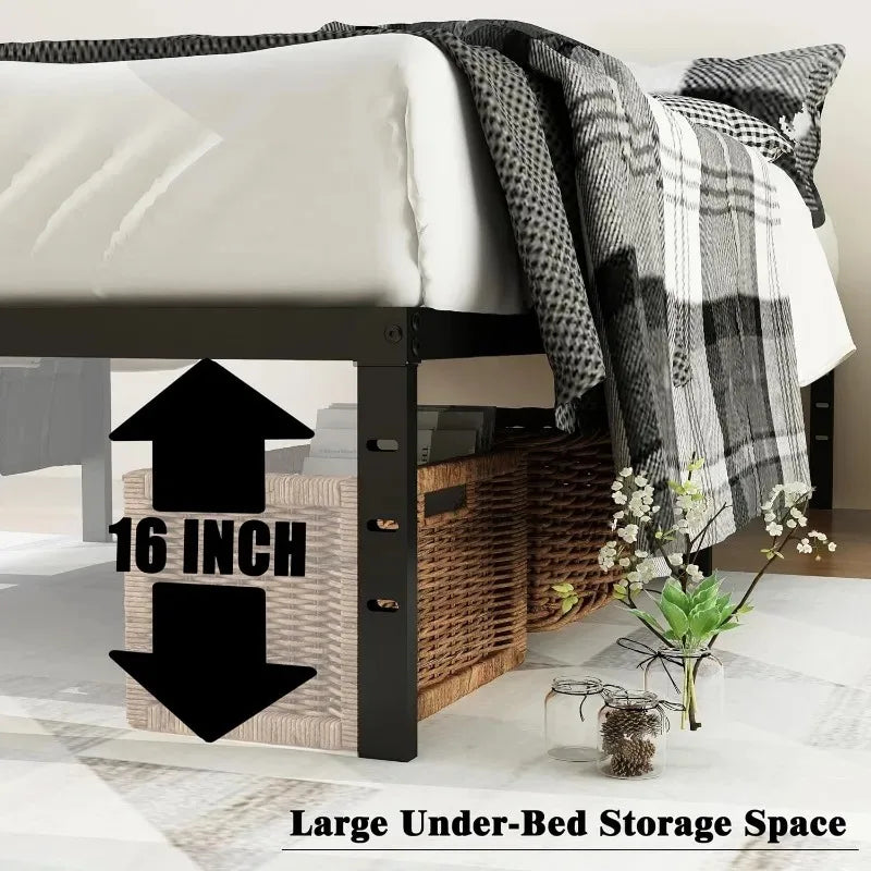 Bed Frame 18 Inch High Metal Mattress Foundation Platform, Sturdy Steel Plate Bracket, No Need for Box Springs, Easy To Assemble
