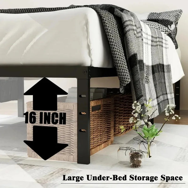 Bed Frame 18 Inch High Metal Mattress Foundation Platform, Sturdy Steel Plate Bracket, No Need for Box Springs, Easy To Assemble