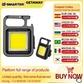 COB LED Mini Flashlight Super Bright EDC Keychain Light Outdoor Emergency Camping Pocket Lamp With Tail Magnet Corkscrew