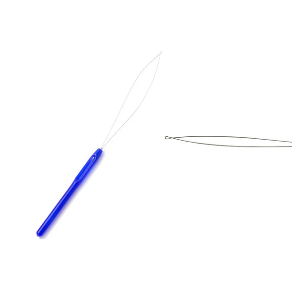 Colorful Micro Rings Loop Plastic Handle Tool Threader Pulling Needle Used With Hair Plier and Beads Feather Hair Extension Tool