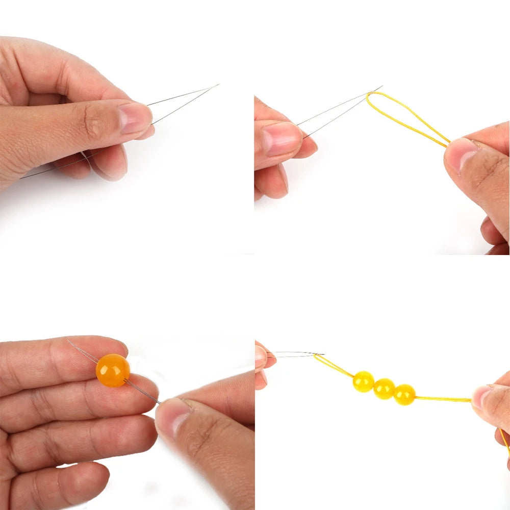 Colorful Micro Rings Loop Plastic Handle Tool Threader Pulling Needle Used With Hair Plier and Beads Feather Hair Extension Tool