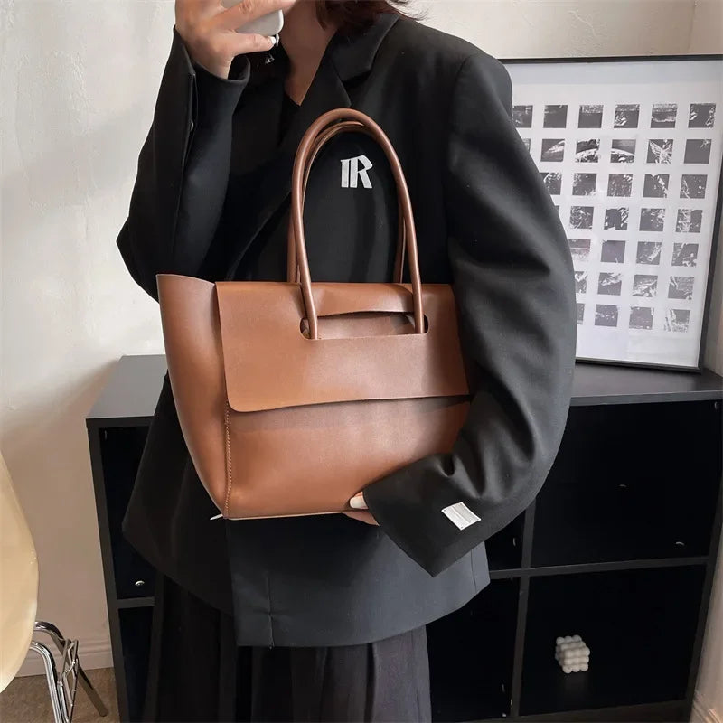 Fashion Women Shoulder Bags 2023 New Large Capacity Handbags Simple Retro Tote Bags Solid Color Famous Brand High Quality Bags
