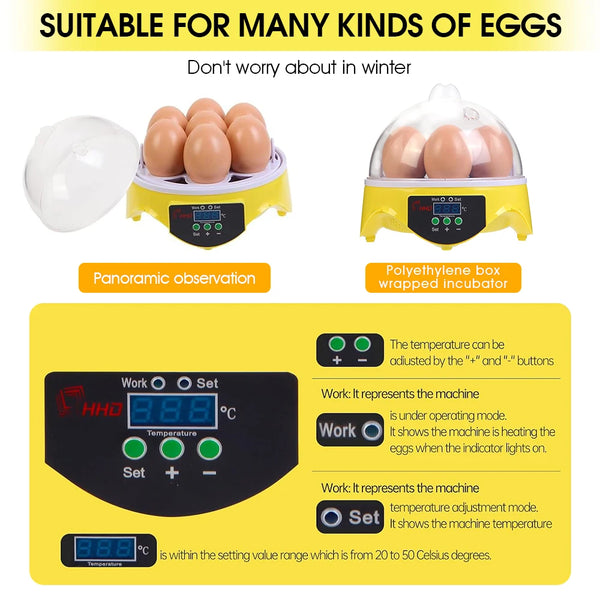 EW-7 CE Marked Hot-Sale Home Use Cheap T Mini Poultry Incubator for Hatching Eggs