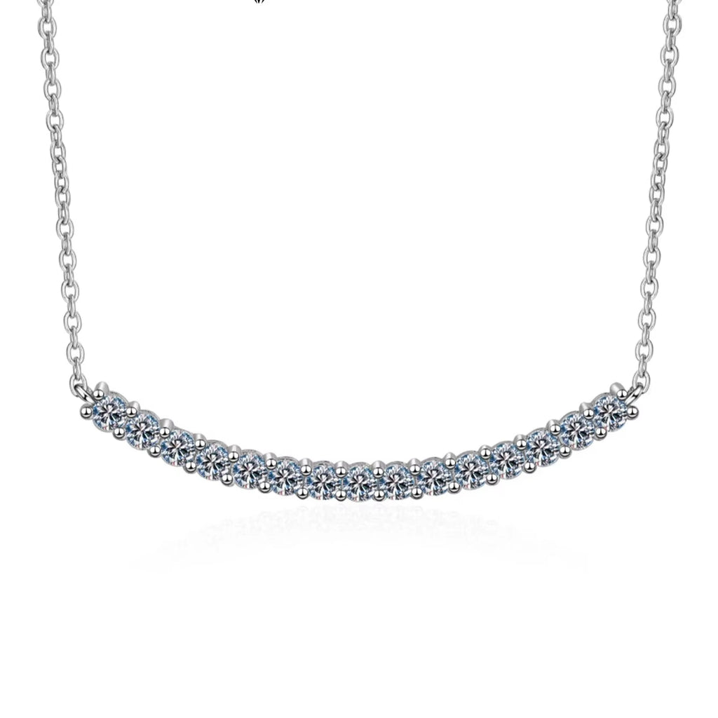0.1CT Moissanite Pendant Necklace VVS1 Stone Diamond Simple Balance Bar Design 925 Silver Fine Jewelry for Women Perfect Gift