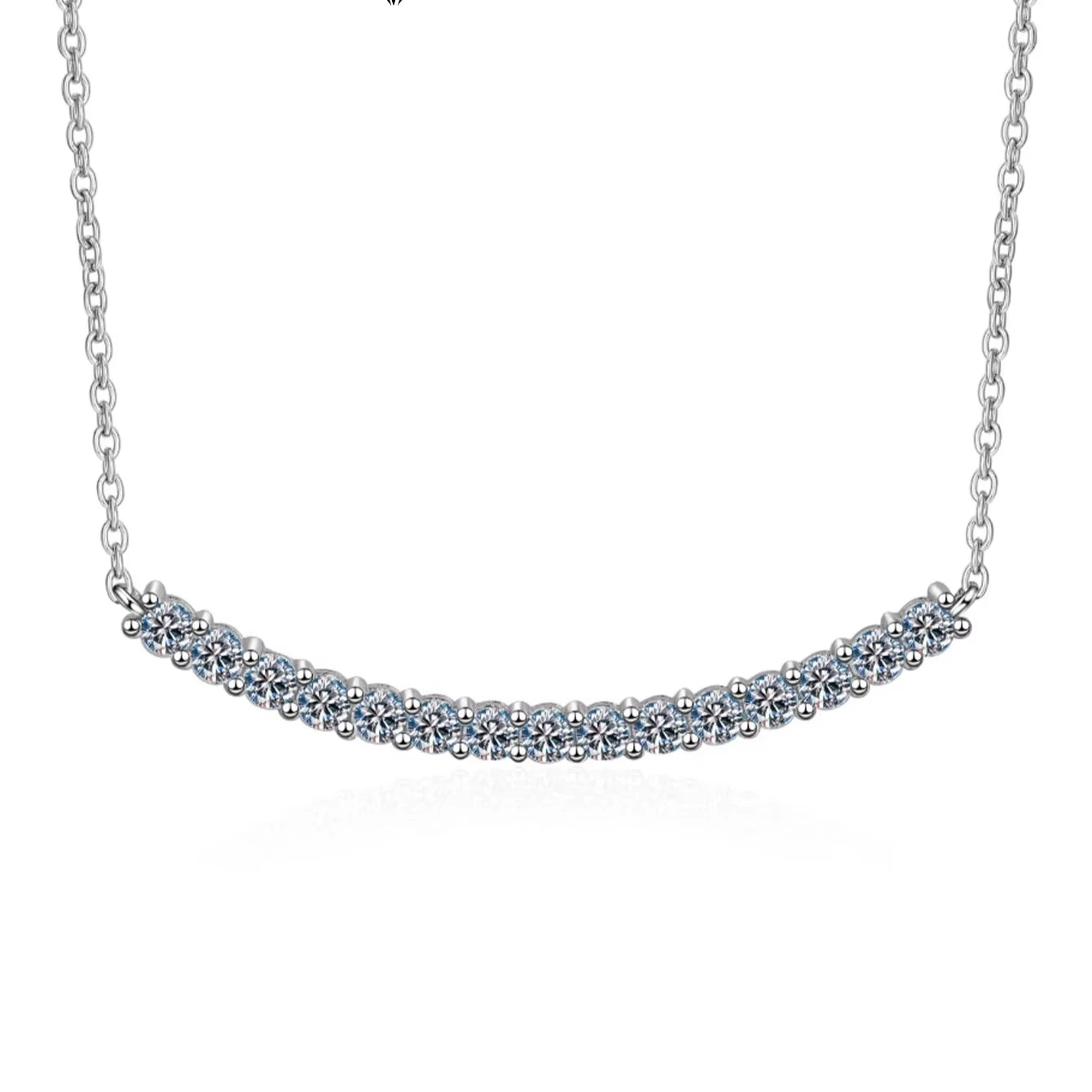 0.1CT Moissanite Pendant Necklace VVS1 Stone Diamond Simple Balance Bar Design 925 Silver Fine Jewelry for Women Perfect Gift