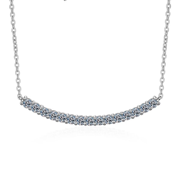 0.1CT Moissanite Pendant Necklace VVS1 Stone Diamond Simple Balance Bar Design 925 Silver Fine Jewelry for Women Perfect Gift