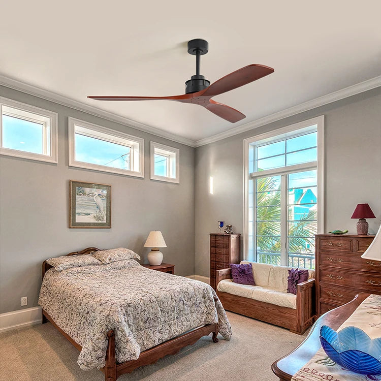 110V New Products 60inch Solid Wood Led Ceiling Indoor Fans with Remote Control Ceiling Fan with Light