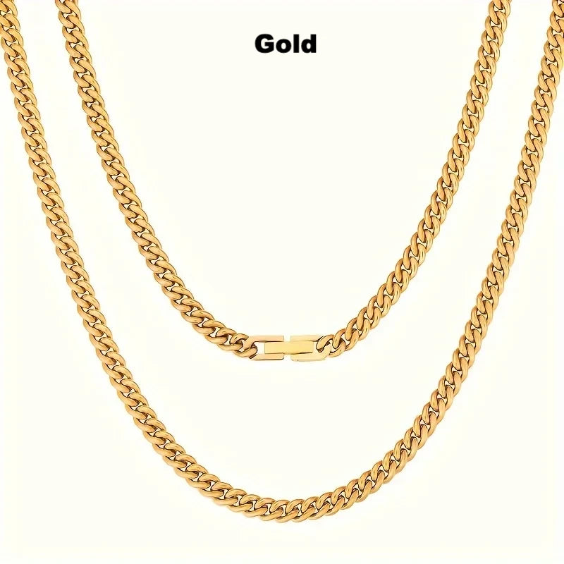 5mm Cuban Link 18K Real Gold Plated Miami Cuban Curb Necklace Hip Hop Jewelry 16/18/20/22/24 Inch Neck Chains for Men Women