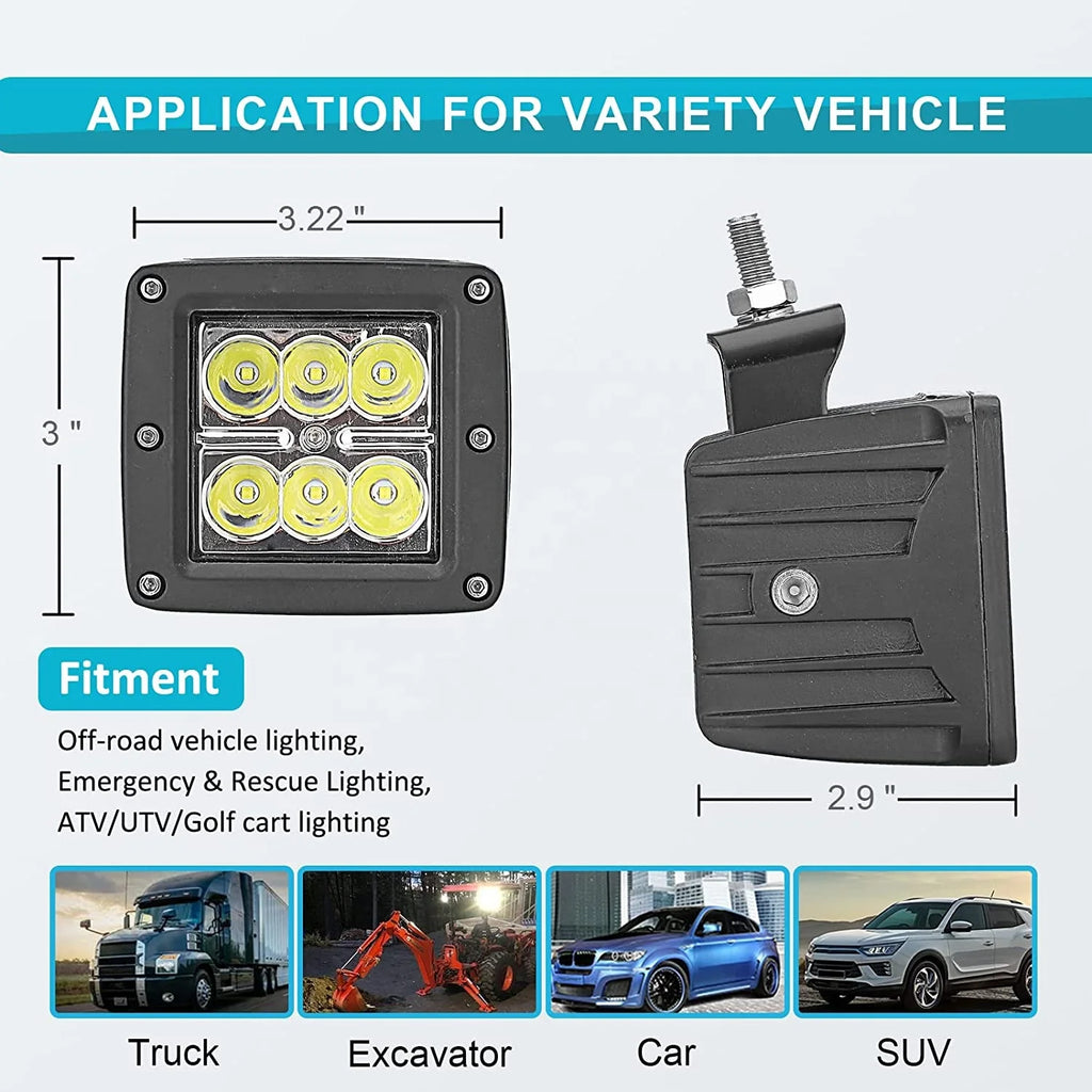12V 24V Latest Classic Model Car Led Cube Light 18w Offroad Led Light Pod 6000k WATERPROOF IP67 WORK Light for Truck