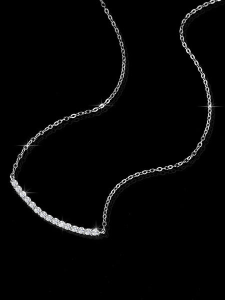 0.1CT Moissanite Pendant Necklace VVS1 Stone Diamond Simple Balance Bar Design 925 Silver Fine Jewelry for Women Perfect Gift