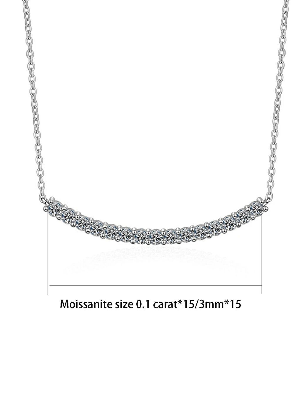 0.1CT Moissanite Pendant Necklace VVS1 Stone Diamond Simple Balance Bar Design 925 Silver Fine Jewelry for Women Perfect Gift