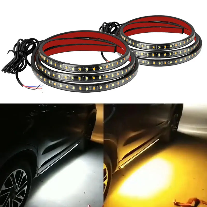 1.5M 1.2M Dual Color Led Car Running Board Light Side Mark Sequential Light for Car Truck Turn Signal Lighting Strips Kits