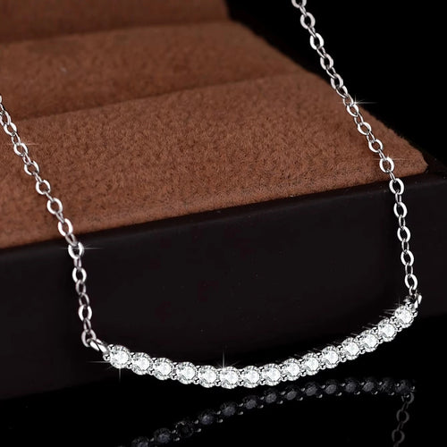 0.1CT Moissanite Pendant Necklace VVS1 Stone Diamond Simple Balance Bar Design 925 Silver Fine Jewelry for Women Perfect Gift