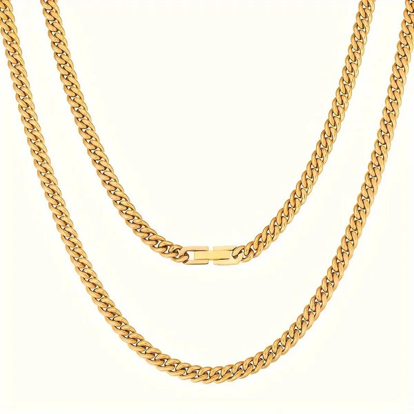 5mm Cuban Link 18K Real Gold Plated Miami Cuban Curb Necklace Hip Hop Jewelry 16/18/20/22/24 Inch Neck Chains for Men Women