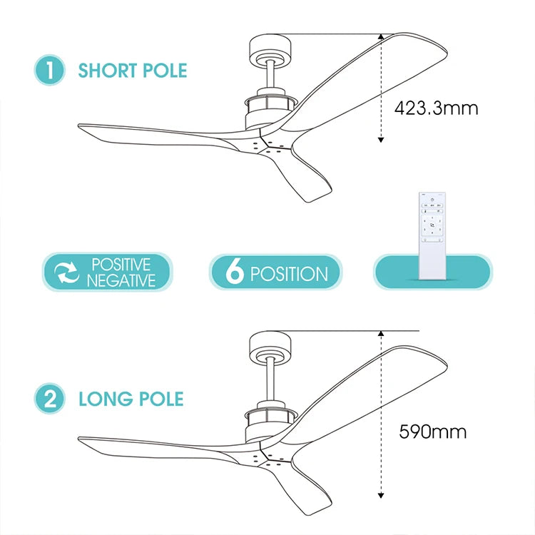 110V New Products 60inch Solid Wood Led Ceiling Indoor Fans with Remote Control Ceiling Fan with Light