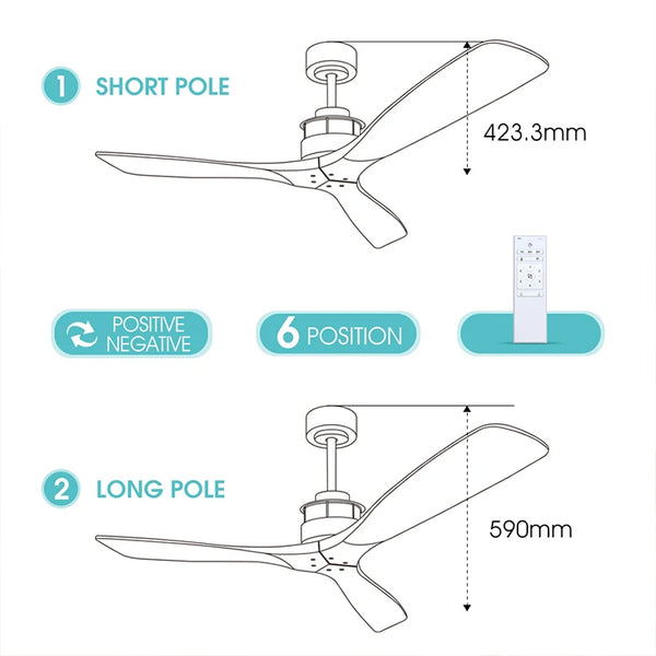 110V New Products 60inch Solid Wood Led Ceiling Indoor Fans with Remote Control Ceiling Fan with Light