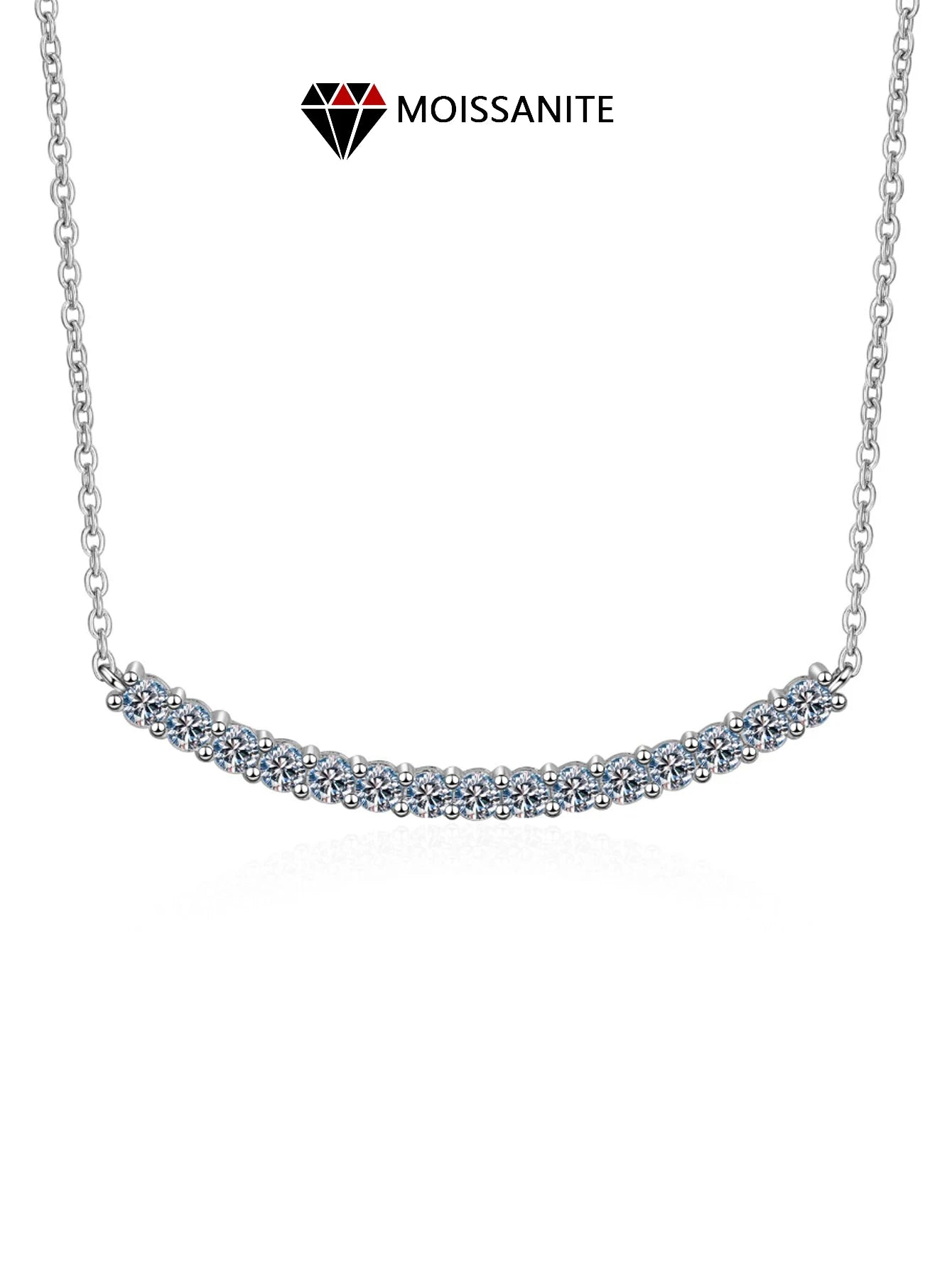 0.1CT Moissanite Pendant Necklace VVS1 Stone Diamond Simple Balance Bar Design 925 Silver Fine Jewelry for Women Perfect Gift
