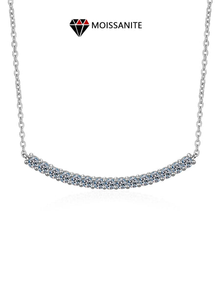 0.1CT Moissanite Pendant Necklace VVS1 Stone Diamond Simple Balance Bar Design 925 Silver Fine Jewelry for Women Perfect Gift