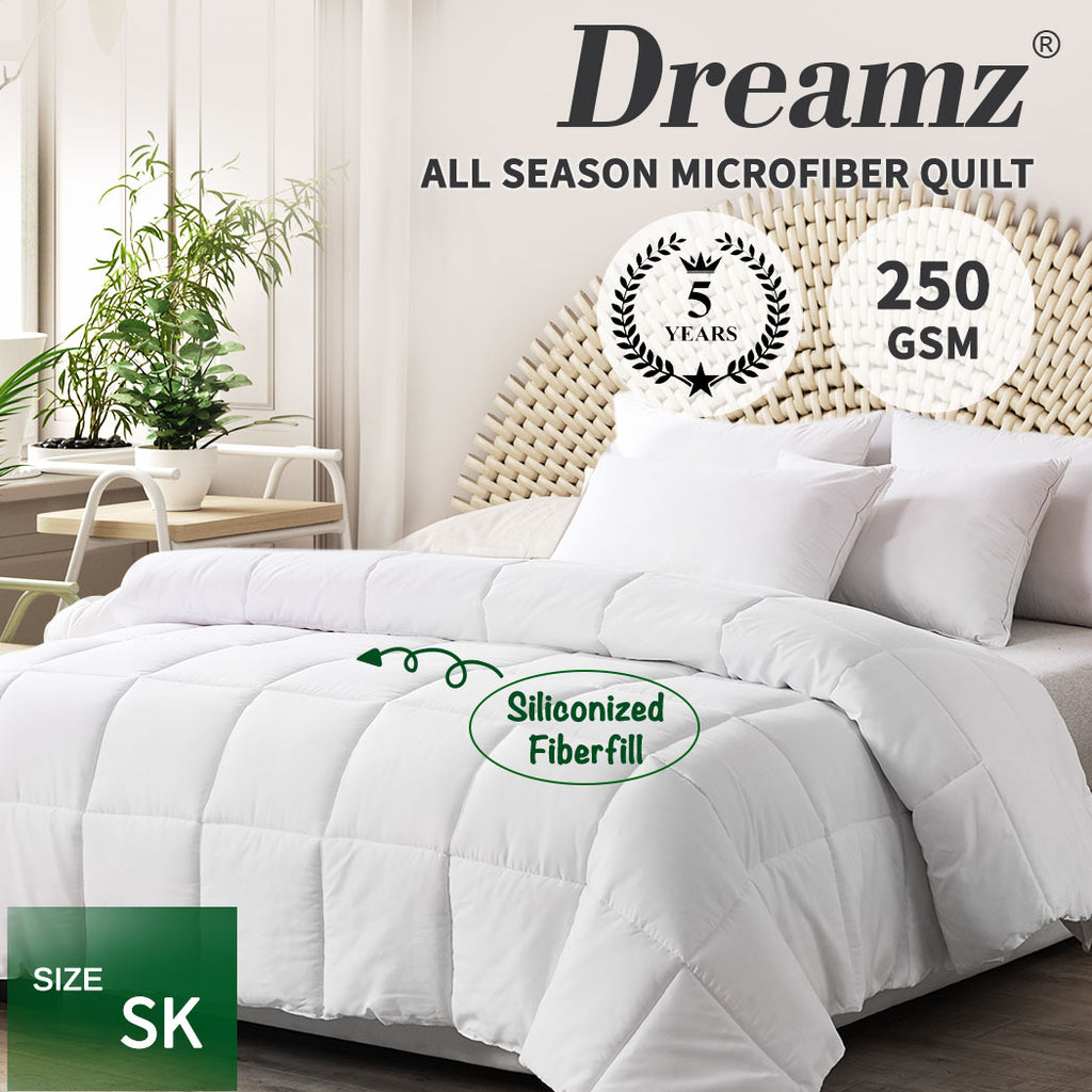 Dreamz Microfiber Quilt Doona Duvet Winter Summer Microfibre 250GSM All Size
