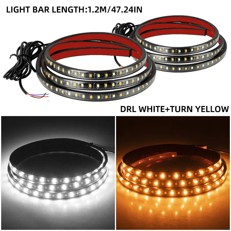 1.5M 1.2M Dual Color Led Car Running Board Light Side Mark Sequential Light for Car Truck Turn Signal Lighting Strips Kits