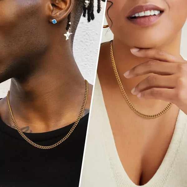 5mm Cuban Link 18K Real Gold Plated Miami Cuban Curb Necklace Hip Hop Jewelry 16/18/20/22/24 Inch Neck Chains for Men Women