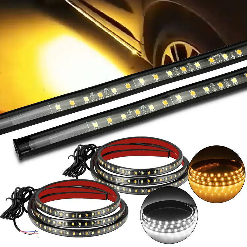 1.5M 1.2M Dual Color Led Car Running Board Light Side Mark Sequential Light for Car Truck Turn Signal Lighting Strips Kits